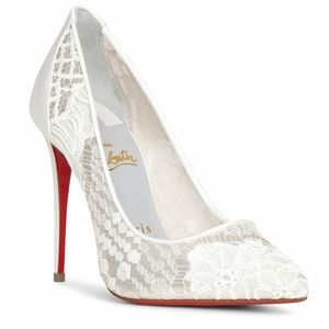 Christian Louboutin Follies Lace 100 size 40.5 Wedding Heels Used with Box
